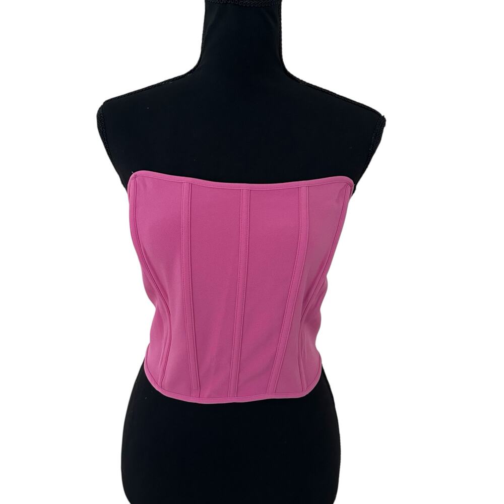 Sincerely Jules Women Pink Zipper Back Strapless Bustier Crop Top - Size L - NWT